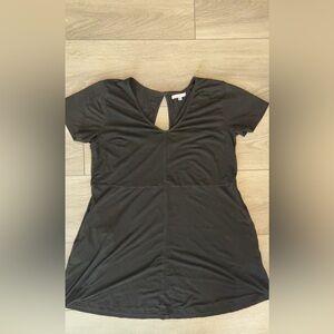 Z Supply Size Medium Short Sleeved Suede Black Long Blouse/ Mini Dress  Vneck